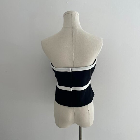 Meshki Aisha Strapless Suiting Top | Black & White | Women’s Size Large - Picture 3 of 4
